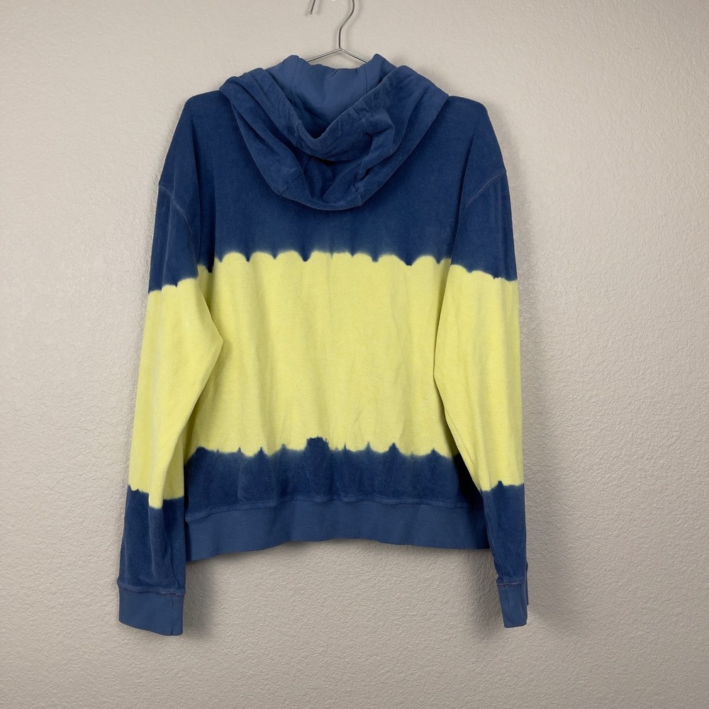 ATM Anthony Thomas Melillo Zip Hoodie Dip-Dyed French Terry Large Blue Yellow - Picture 3 of 9